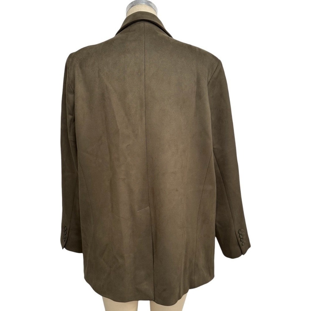 NEW Ruti The Micro Suede Classic Blazer Olive Green Single Button Size (4) 14 - Picture 6 of 10